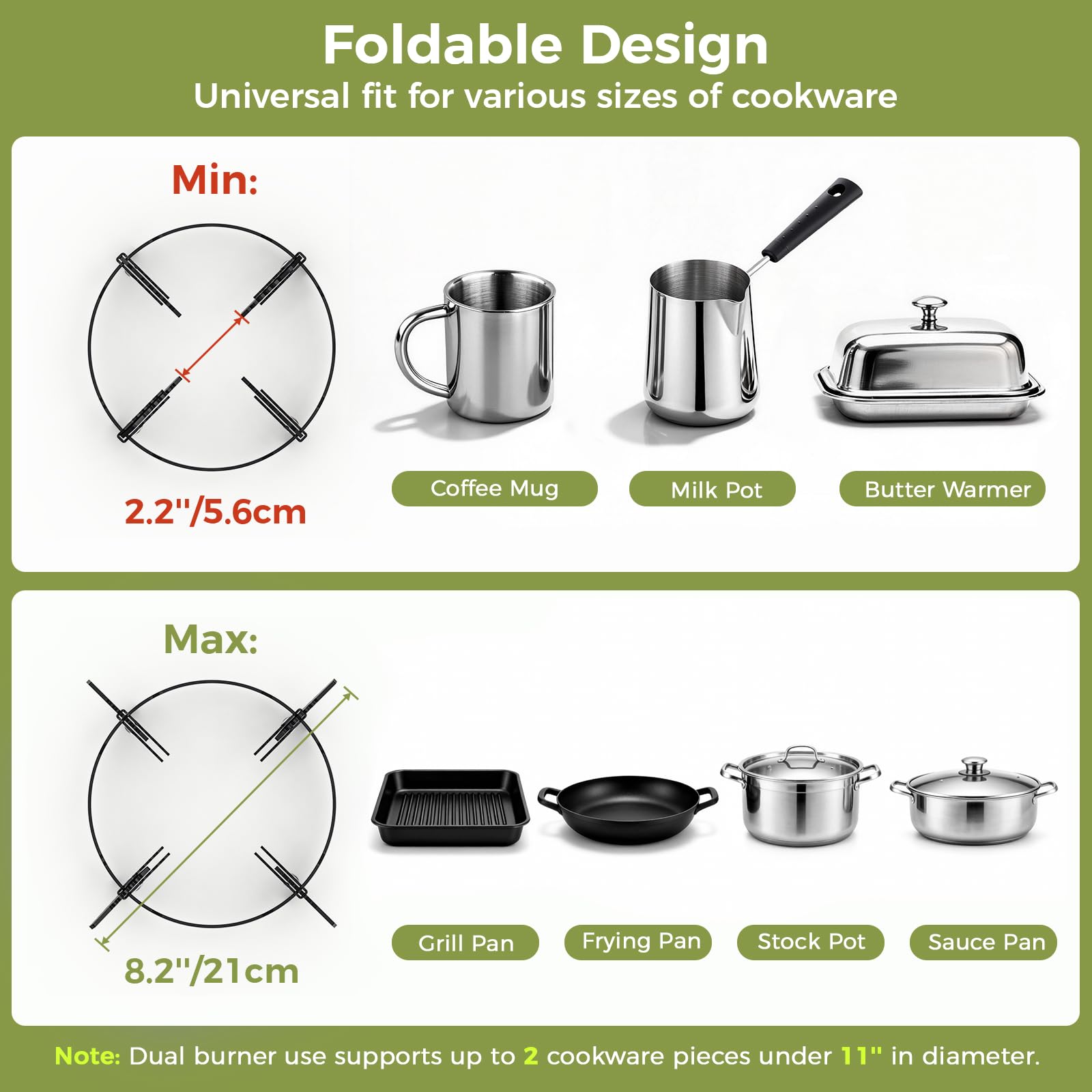 MoKo Propane Camping Stove 2 Burner, 36,000 BTU Infrared & Open Flame Hybrid, Windproof Folding