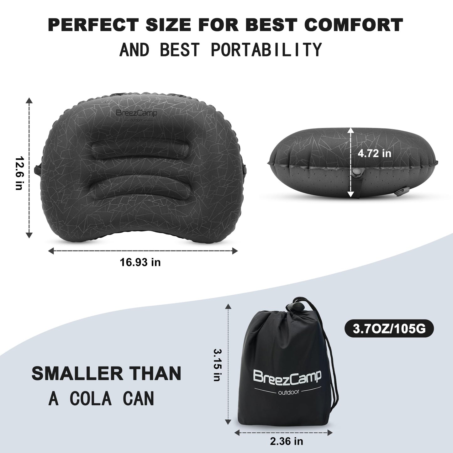 BreezCamp Inflatable Camping Pillow, Travel Blow Up Air Pillow, Neck Lumbar Support Ultralight