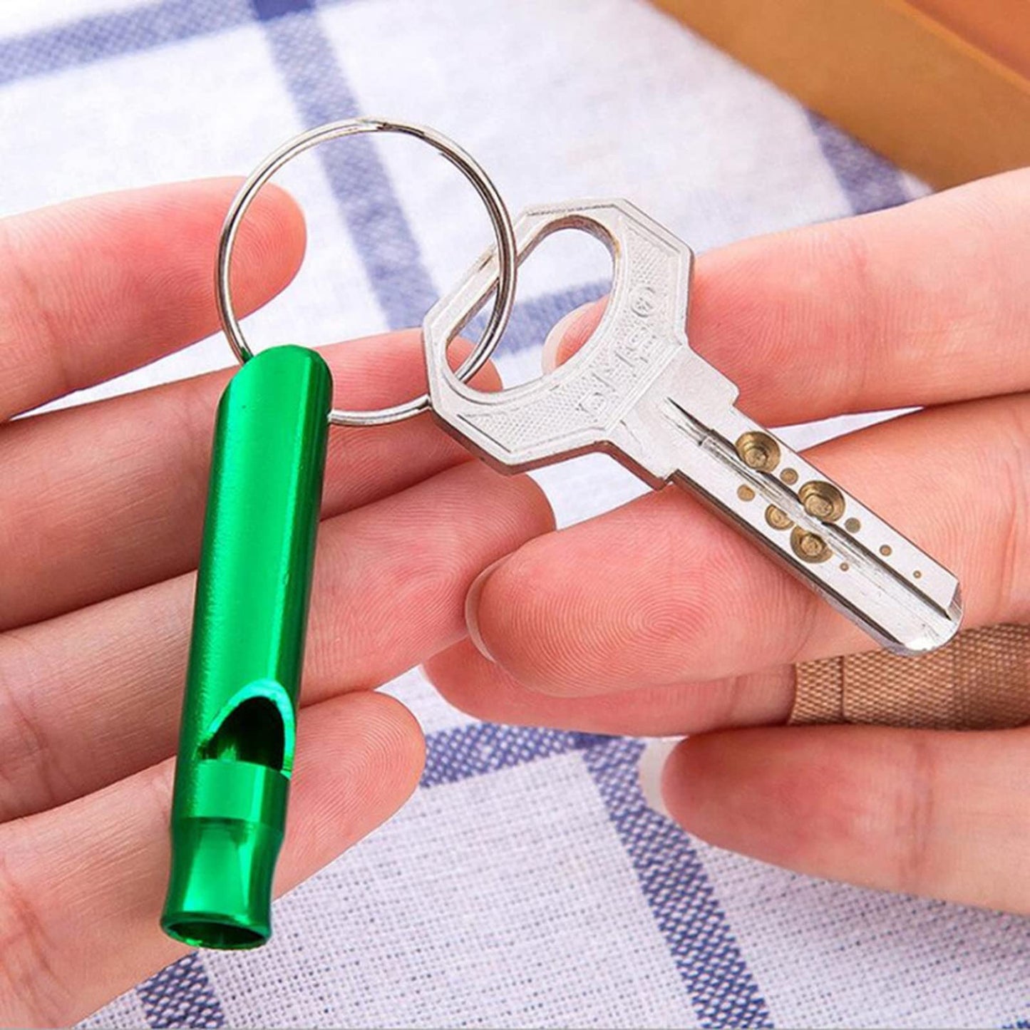 50 Pieces Emergency Whistle with Keychain Aluminum Survival Whistle Key Chain for Camping Hiking