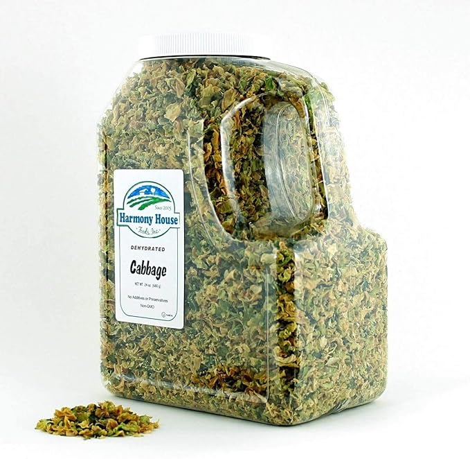 Harmony House Foods Dehydrated Cabbage Flakes - Air Dried Vegetables for Soup and Cooked Dishes, Great for Camping, Survival, and Backpacking, 24 Ounces