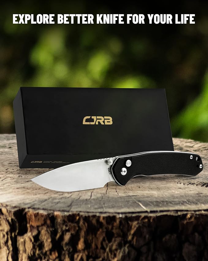 CJRB Folding Knife Pyrite (J1925) AR-RPM9 Blade and G10 Handle EDC Pocket Knife with Clip Black