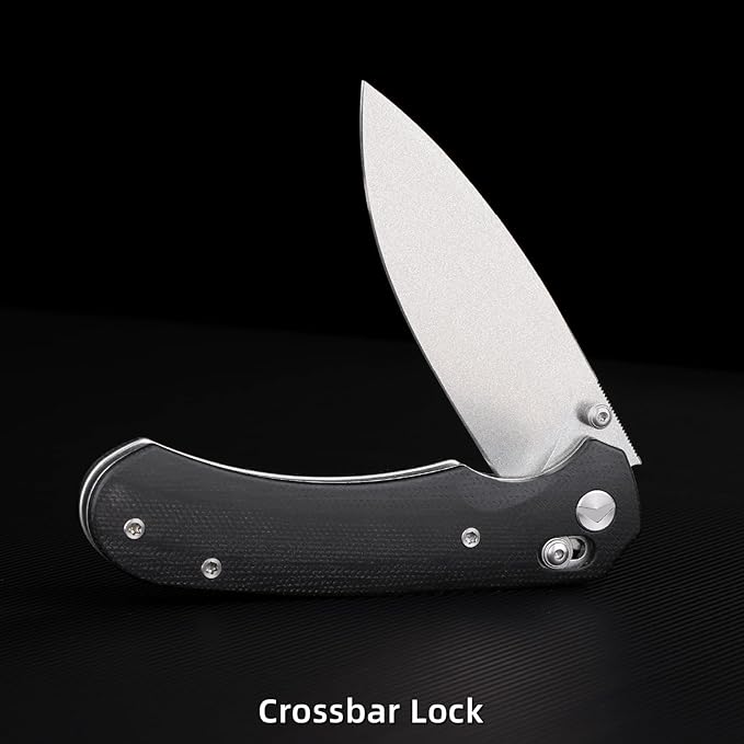 Folding Knife,Pocket Knife,3.31??154CM Blade,Erogonomic Canvas Micarta Handle,Survival Camping Knife with Pocket Clip,EDC Knife for Camping, Hunting, Hiking, Survival,Black