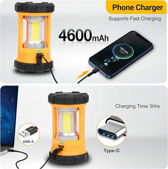 Camping Lantern, 3200LM Bright Camping Lights, 4600mAh Rechargeable LED Lantern, Flashlight for
