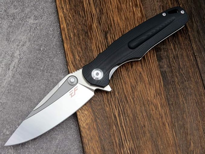Eafengrow EF967 Pocket Folding Knife G10 Handle D2 Blade EDC Tactical Knife for Outdoor Camping Hiking(Black)
