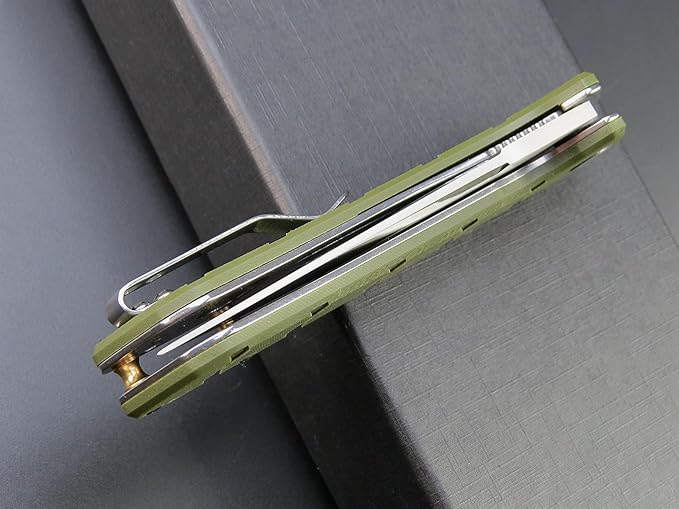 Eafengrow EF234 Folding Knife D2 Steel Blade G10 Handle EDC Tool Knives for Outdoor Working Camping Fishing(green)