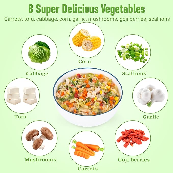 8 Natural Dried Ramen Toppings with Mixed Vegetables for Ramen Noodles and Salad Toppings Gluten Free Resealable Bulk Bag14oz