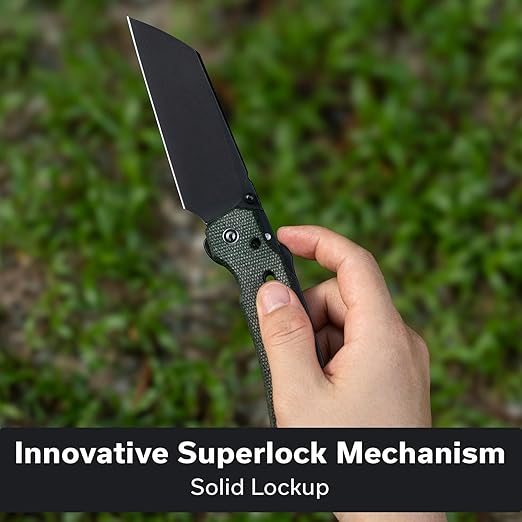 CIVIVI Buster FG Larger Pocket Knife, Superlock Folding Knife for Men Women with 4.2" Nitro-V Blade Micarta Handle, Designed by Snecx Tan C24052-3 (Green)