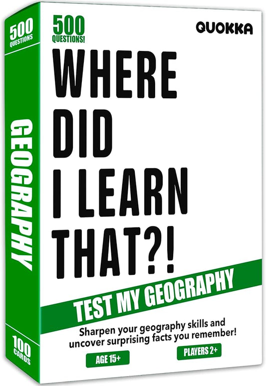 QUOKKA Trivia Card Game with 500 Questions in Geography ??Trivia Games for Adults, Teens, and Families ??Trivia Cards with Answers ??Great Board Games Trivia for Family Party and Game Night
