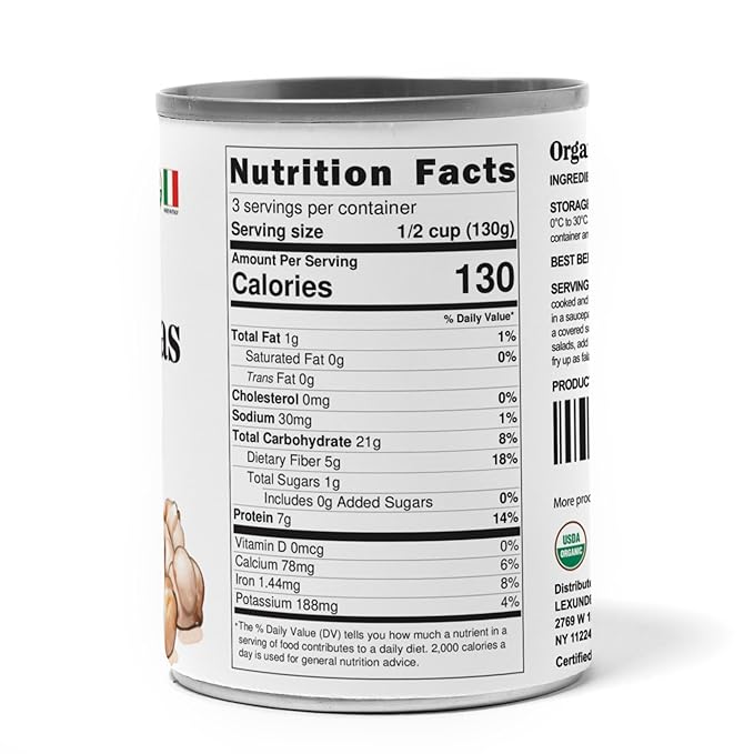 Food to Live Organic Canned Chickpeas, 14 oz (Pack of 1) - Unsalted Non-GMO Garbanzo Beans. Vegan. USDA Certified Organic. Good Source of Fiber and Protein. Wholesale. Made in Italy