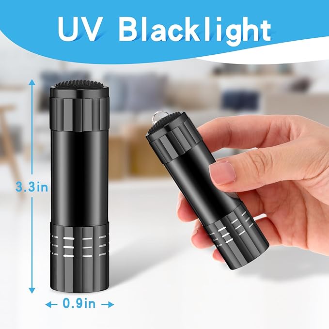 Riakrum 12 Pieces UV Blacklight Flashlights LED Handheld Mini Light Flashlight Small Portable Detector 395nm 9 LED Light for Pet, Carpet Dry Stains Detection, Spot Scorpions, Resin Curing(4 Colors)
