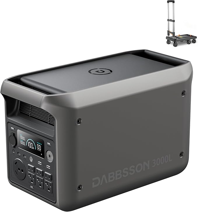 DABBSSON 3000L Solar Generator, 3072Wh Semi-Solid LiFePO4, 3000W AC Output×6,TT-30×1 for Charging RV,P-Boost 3600W, Compact Lightweight, 1.3X Runtime,0-80% 1.5H,Portable Power Station for Camping/Home