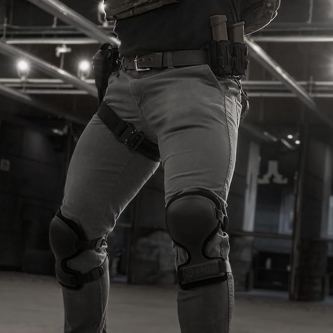 GRITR Tactical Knee Pads for Work, Hunting, Construction, Gardening, Paintball w/Foam Padding, Hard Shell & Adjustable Straps - Heavy Duty Professional Knee Protectors for Men & Women