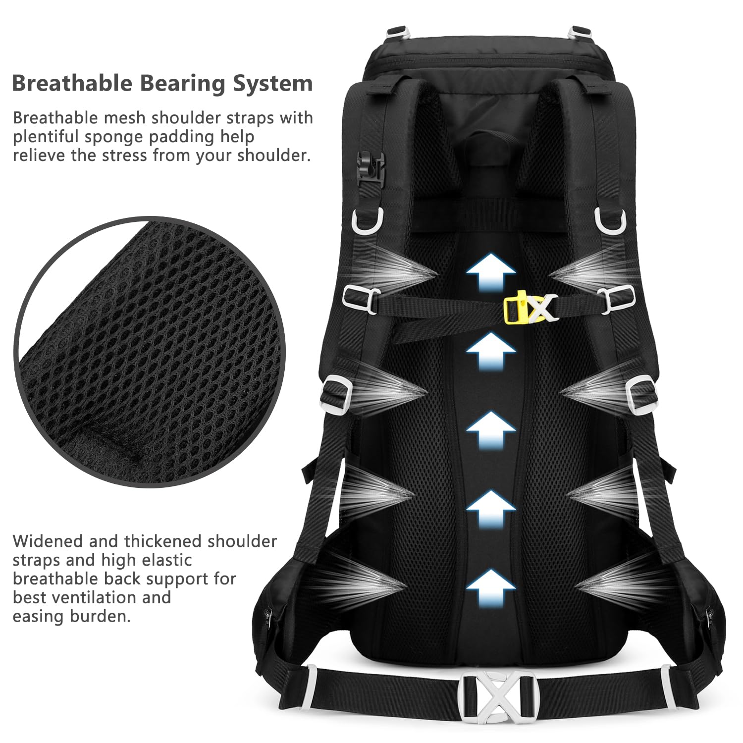 Esup 50L Camping Hiking Backpack Men with rain cover 45l+5l Lightweight Backpacking Backpack Travel