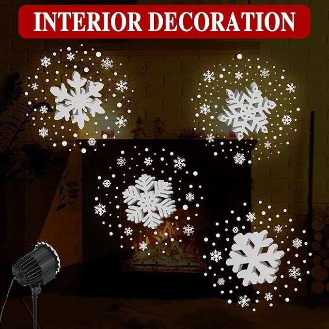 Tuanse Christmas Outdoor Snowflake Projector Lights LED Flood Light Holiday with Stars for Xmas Party Garden Landscape Decoration