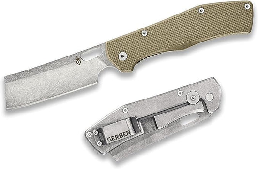 Gerber Gear Flatiron Folding Pocket Knife, EDC Stainless Steel Folding Knife with 3.6" Cleaver Blade and Pocket Clip