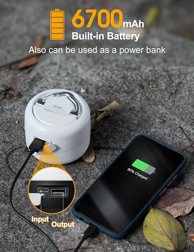 LED Camping Lantern Rechargeable 1000LM, Up to 300H Running Time Camping Tent Light, 6700mAh Emergency Light for Hurricane, Power Outages, Home, Hiking, Water-Resistant