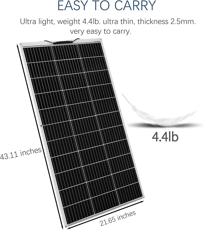 Flexible Solar Panel kit 200W 12Vï¼?PCS 105W monocrystalline Solar Panel,20A Charge Controller,Extension Cable，Y-Type Connector for Off Grid RV, Boat,Cabin,Home Uneven Surfaces (200W Solar KIT White)