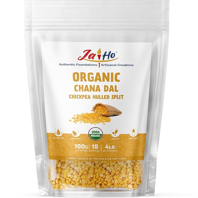 Jai Ho Certified Organic Kabuli Chana Garbanzo Beans 4 lb | Chickpeas Lentils | Indian Kabuli Chole Chana | USDA Organic | Non-GMO | Chemical-Free | Premium Quality Kosher (4 Pound, Chana Dal)