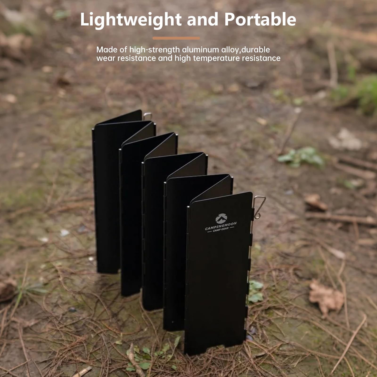 Campingmoon Camp Stove Windscreen, 10 Plates Foldable Aluminum Wind Shield