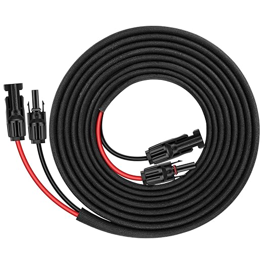 20FT 12AWG Solar Panel Extension Cable with Female and Male Connectors, Solar Cable for Solar Panels, Charge Controllers and Solar Generator (12AWG, 20FT)