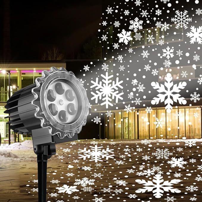 Christmas Snowfall Projector Lights, MILPROX Indoor Outdoor Holiday Snowflake Projector Lights, Clear Rotating Snow Falling Lamp for Halloween Xmas Party Garden Landscape Decoration（Snow Spots）