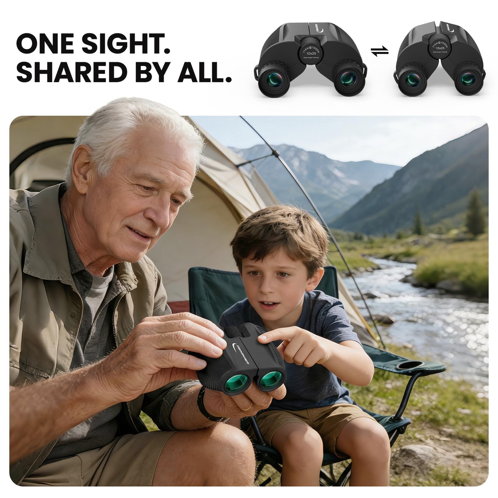 Aurosports 10x25 Compact Binoculars for Bird Watching, Cruise Ship, Travel