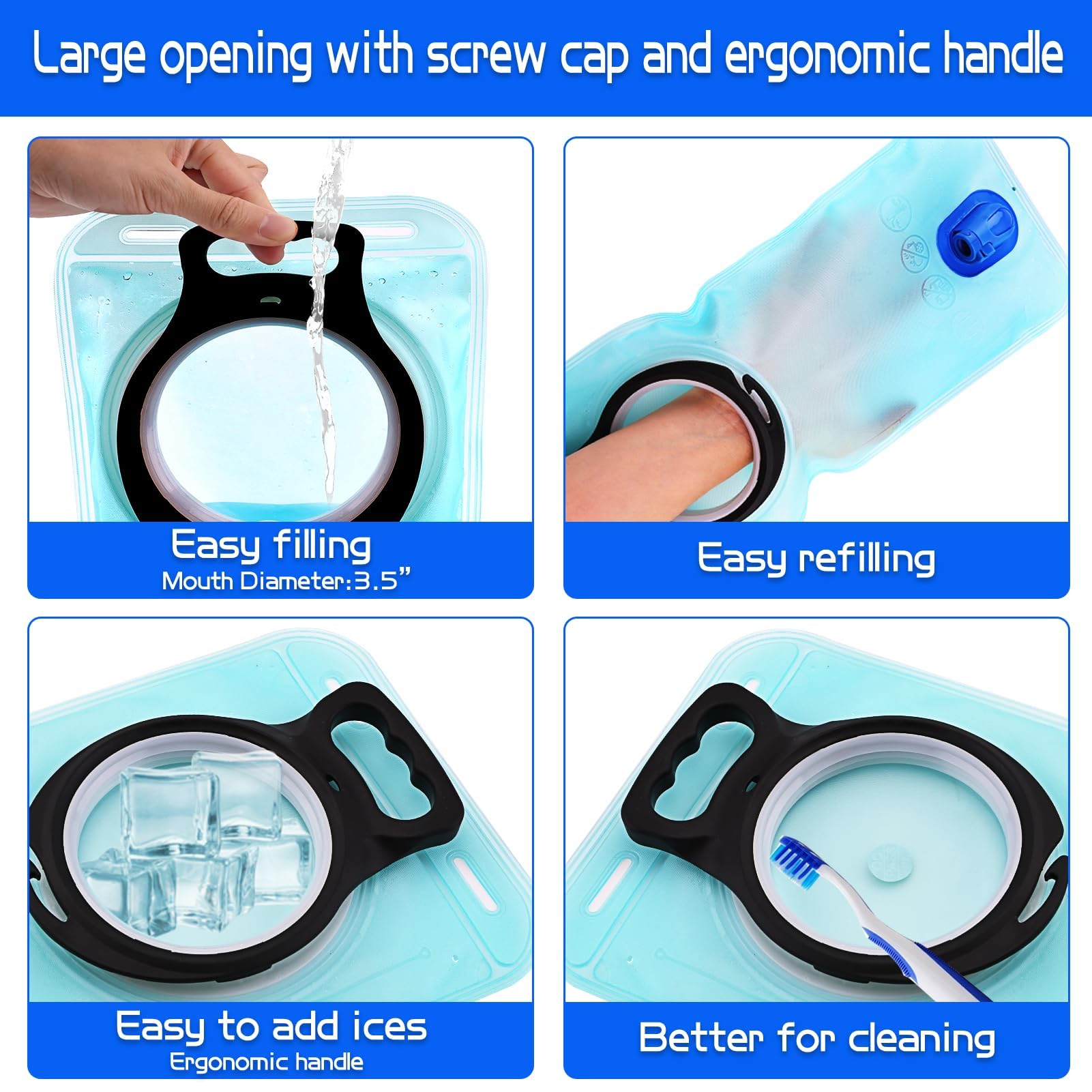 Hydration Bladder, 1.5L Water Bladder for Hiking Backpack Leak Proof Water Reservoir Storage, 1.5