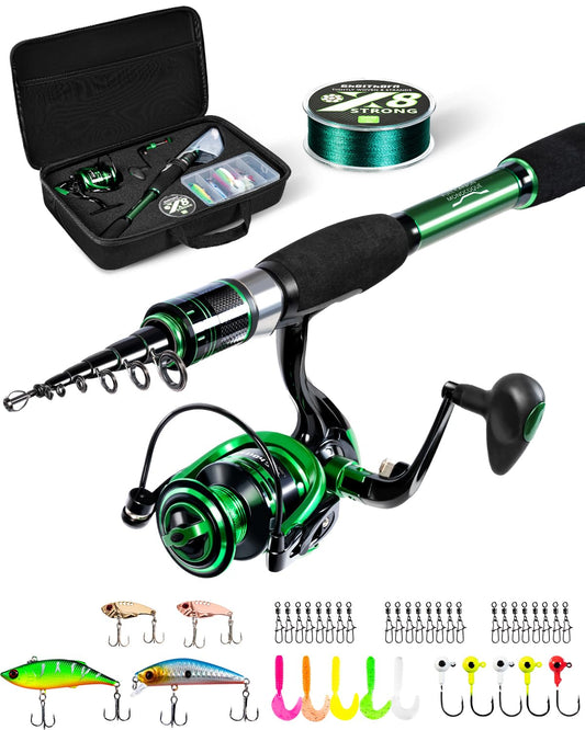 Ghosthorn Telescopic Fishing Rod and Reel Combo,5PCS Fishing Spinning Kit