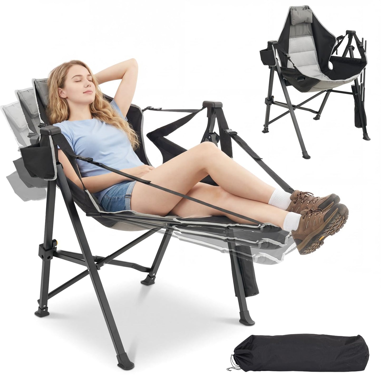 Dovov Hammock Camping Chair with Removable Footrest, 400lbs Heavy Duty Portable Swing Chair Outdoor