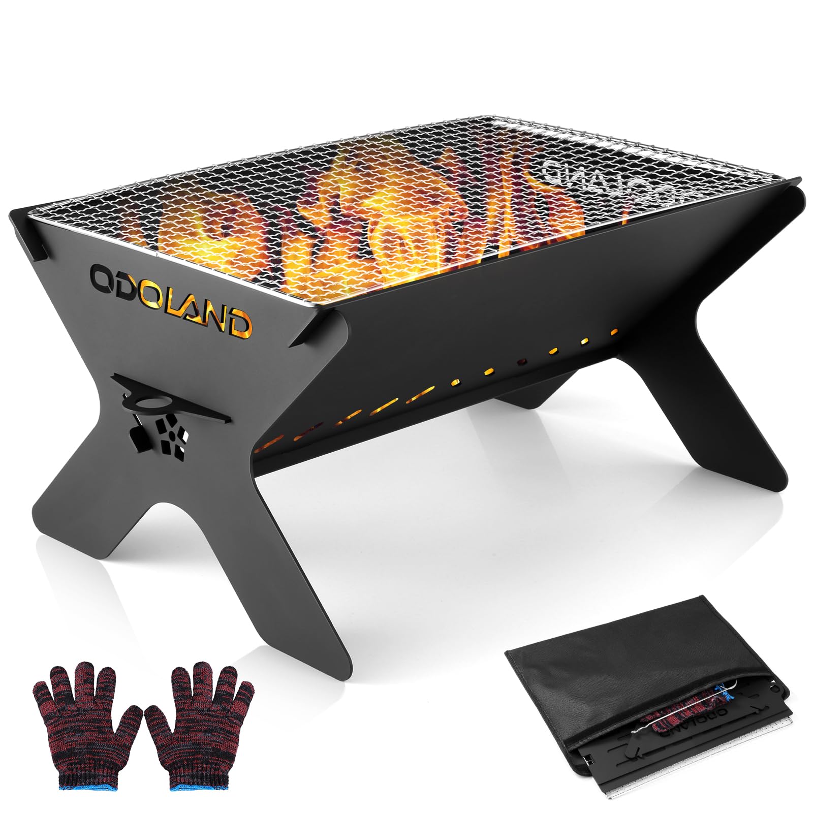 Odoland Portable Folding Charcoal Grills for Outdoor Cooking Bonfire BBQ