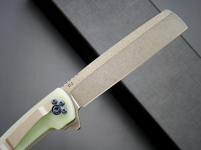 Eafengrow EF941 EDC Pocket Folding Knife D2 Steel Blade G10 Handle Pocket Clip with safety liner lock for Camping Survival Outdoor(Jade)