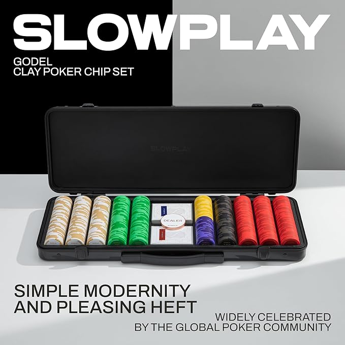 SLOWPLAY Godel 14g Clay Poker Chips Set for Texas Hold?™em, 500 PCS [Blank Chips] Features a High-end Chip case with Extra Durable German Polycarbonate Shell, Ideal Gifts for Poker Players