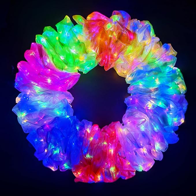 40 PCS Light up Scrunchies, 3 Glow Mode, LED Hair Accessories for Women, Glow in the Dark Party Supply for Festival Rave Slumber Party