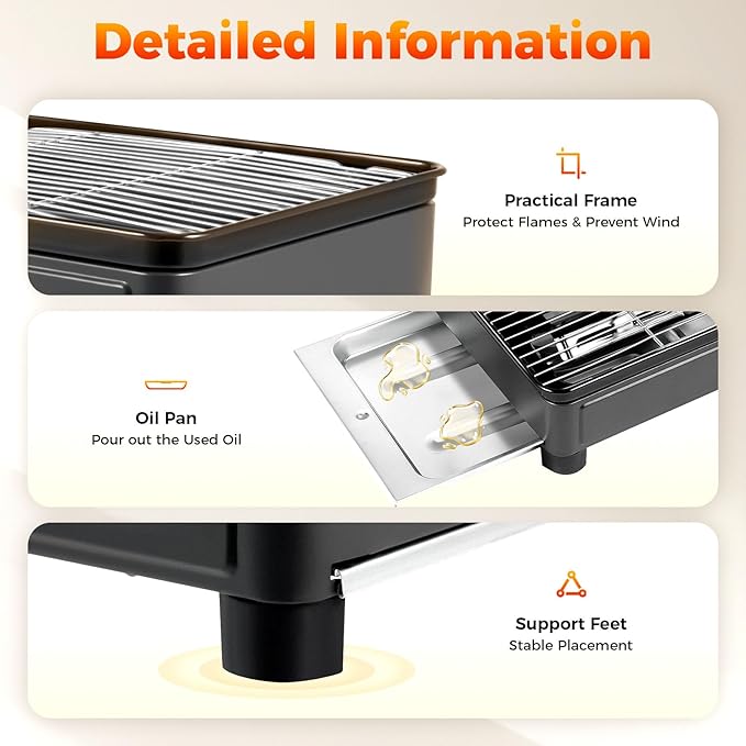 Portable Gas Grill Butane Stove,Portable Camping Grill Gas Stove,Butane Gas Stove,Free Standing BBQ Grill with Grilling Net Carry Case for Camping Traveling Outdoor Cooking