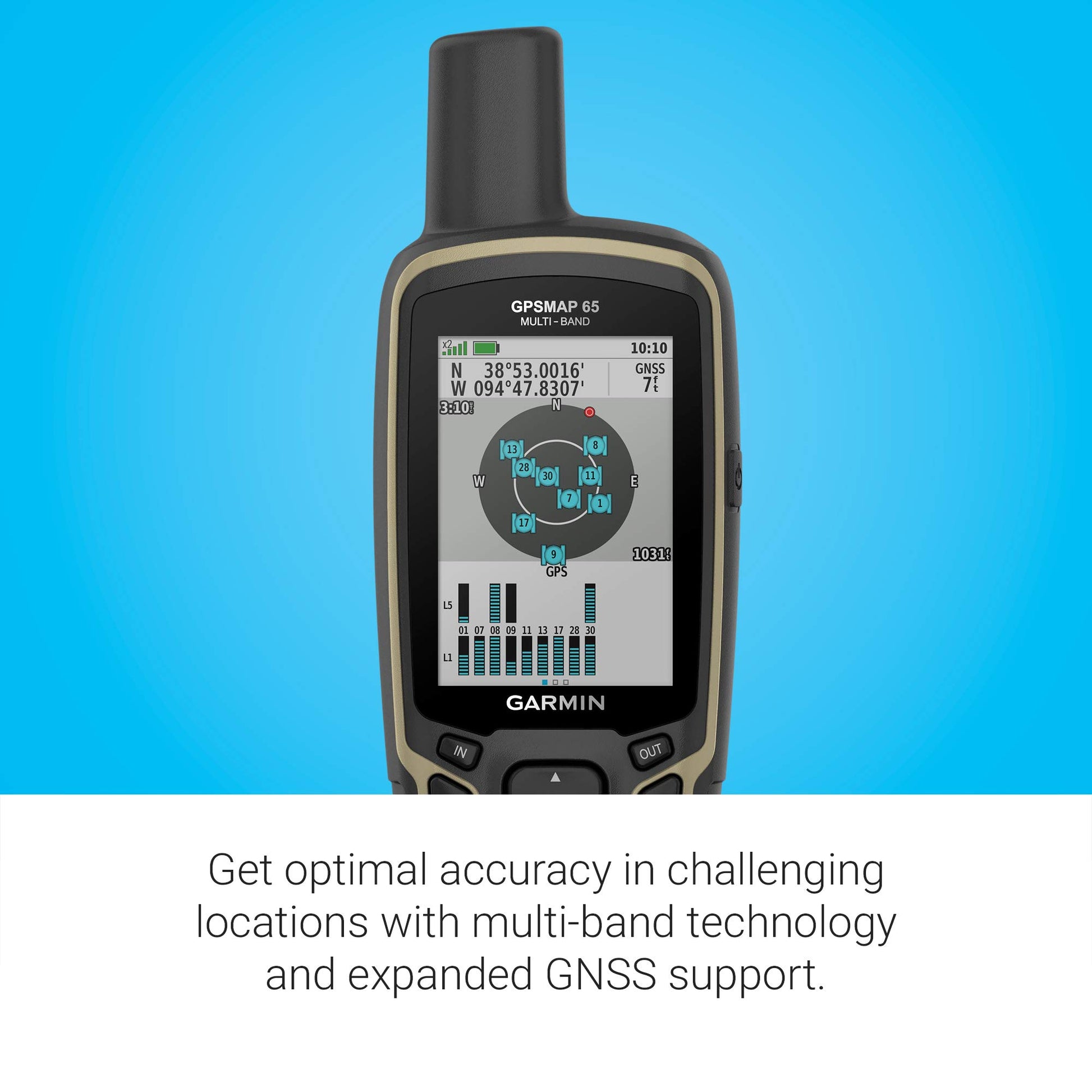 Garmin GPSMAP 65, Button-Operated Handheld with Expanded Satellite Support and Multi-Band