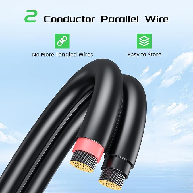 Bateria Power 10 Feet 8AWG Solar Panel Extension Cable, 10mm² Twin Wire Conductor Parallel Solar Wire Adapter Kit with Waterproof Female & Male Solar Connectors for RV, Marine, Photovoltaic Systems