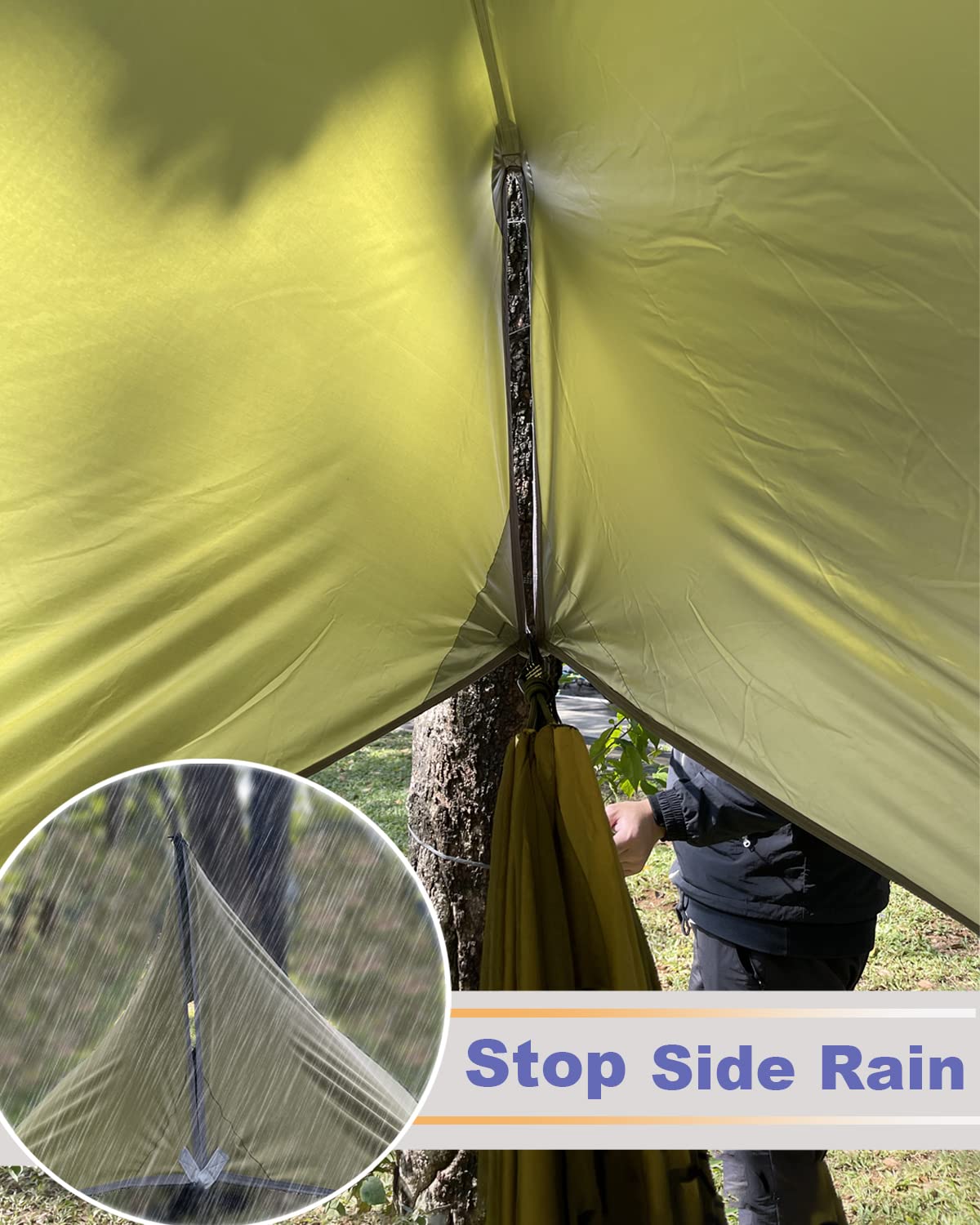 Sunyear Hammock Tent Rain Fly-Camping Hammock Outdoor Tarp-Small Door Design-Keep Side Wind