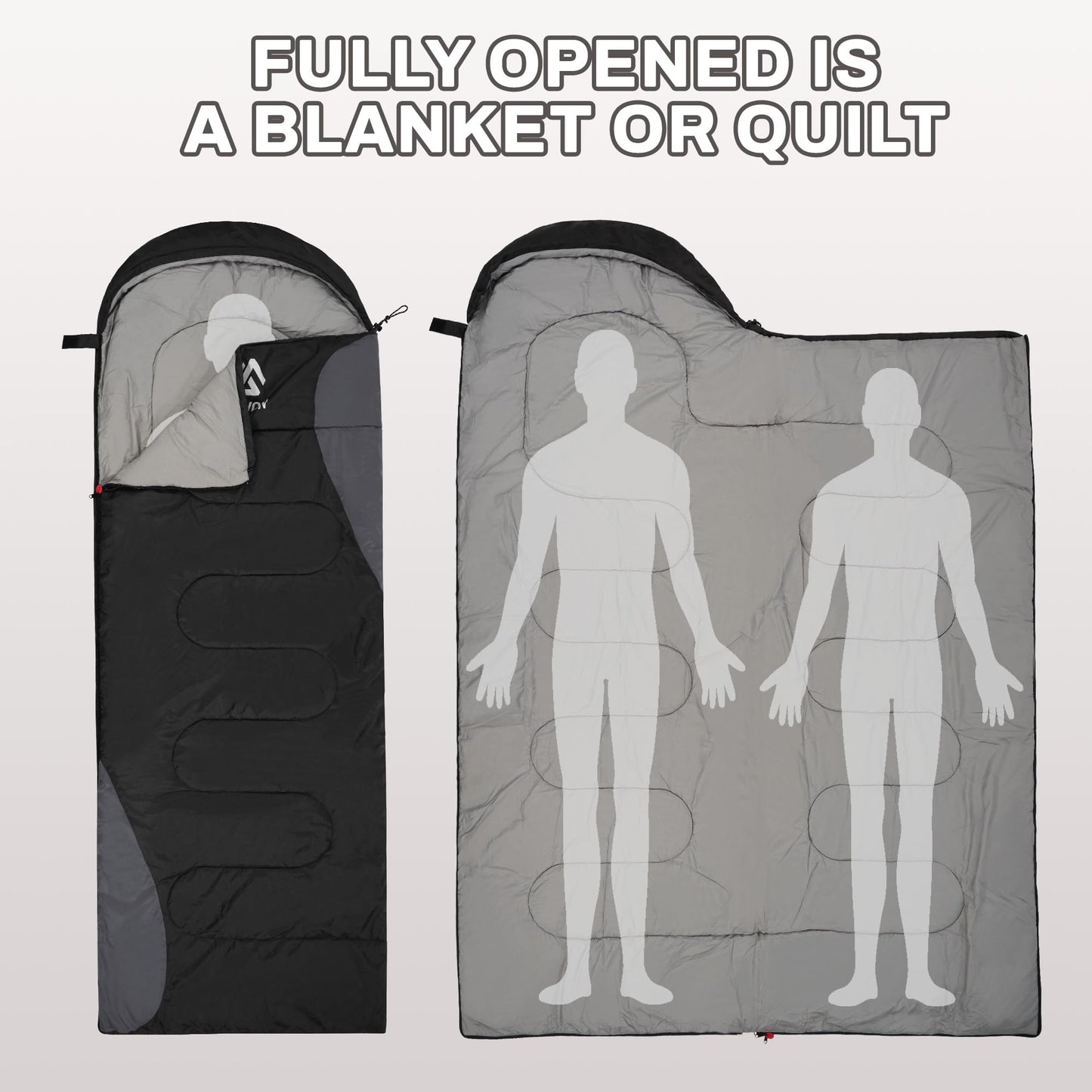 Elevon Sleeping Bag for Adults Teens Kids Cold Warm Weather, Portable Waterproof & Lightweight