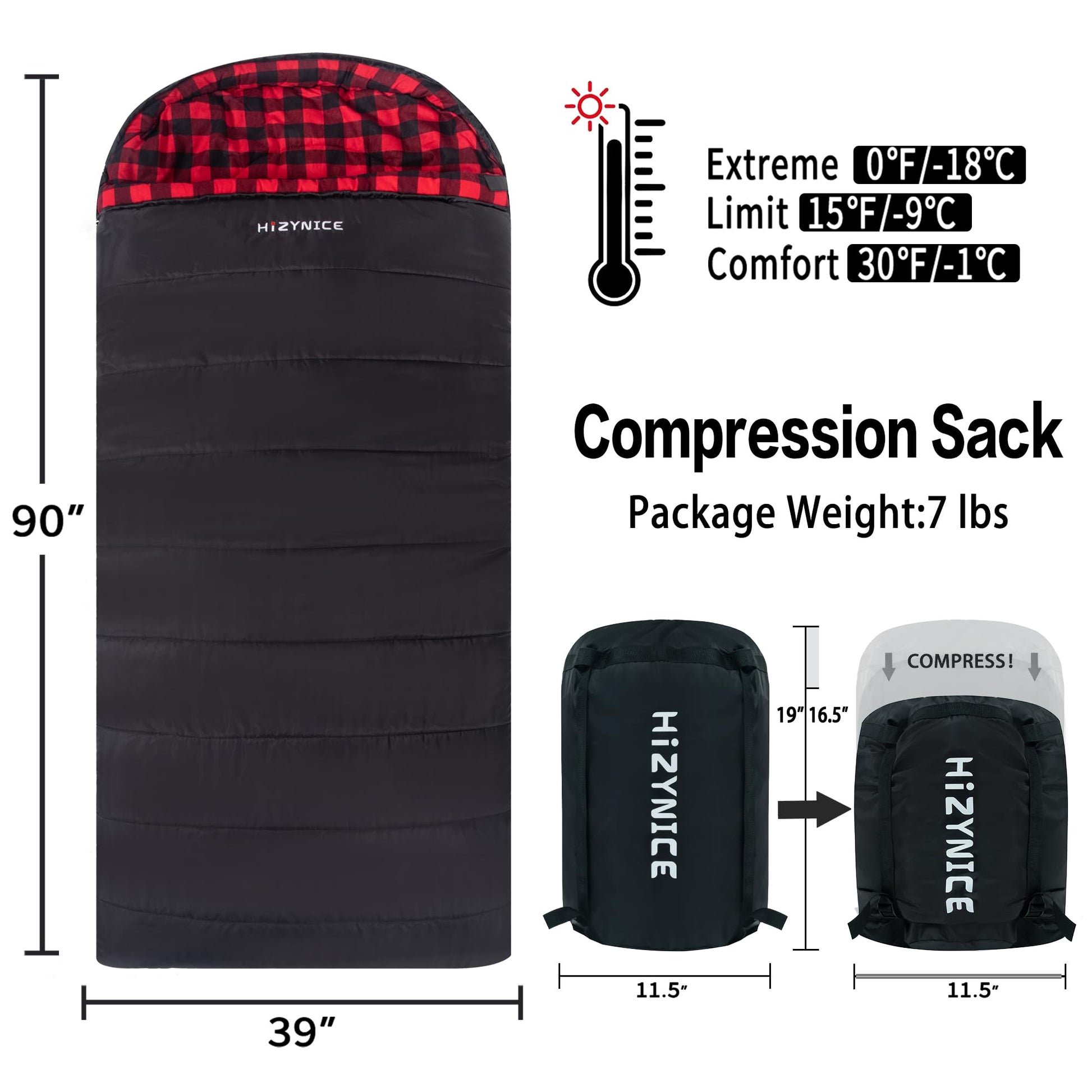 HiZYNICE Sleeping Bags for Adults XXL Cold Weather