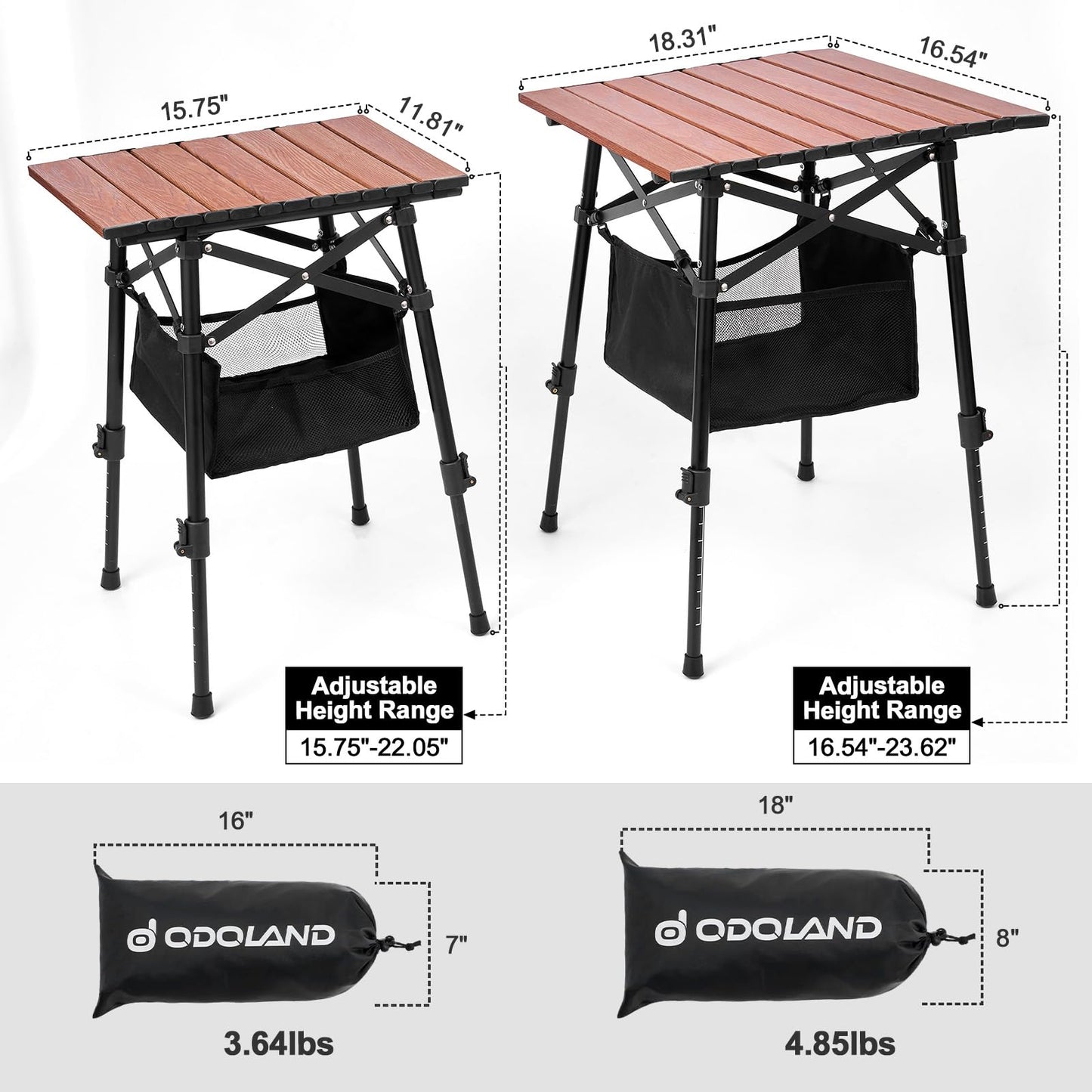 Odoland Portable Camping Table, Folding for Beach Outdoor Adjustable Height