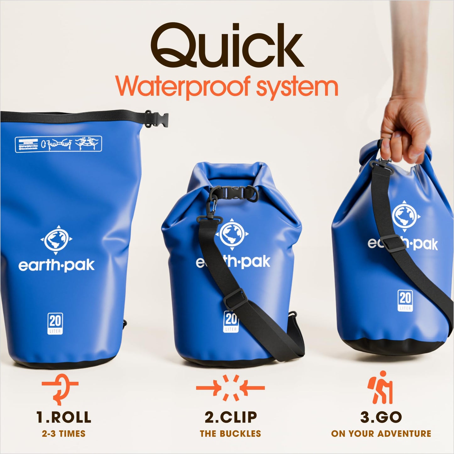 10L Waterproof Dry Bag Backpack - Marine Roll Top Dry Sack for Kayaking