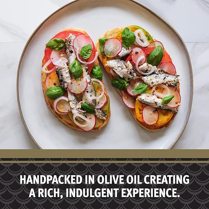 Brunswick Wild Caught Skinless and Boneless Sardines, Served in Olive Oil, 4.4 Ounce (Pack of 6)