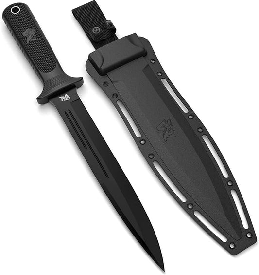 ODENWOLF W-Catcher Fixed Blade Knife with Sheath - Large Hunting-Knife made of D2 steel - Big Fixed Blade Knives with Non-Slip TPE Handle - Full Tang Survivalknife for Outdoor Activities