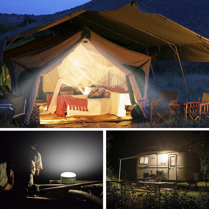 3000mAh 2000LM Rechargeable Camping Light , Warm/White/Nature/SOS 4Modes Brightness Stepless Adjust Camping Lantern Rechargeable Tent Light for Power Failure Emergency Survival Kits (2)