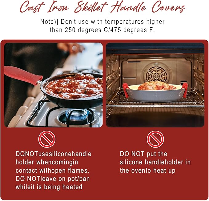 Joyhalo Cast Iron Skillet Handle Covers - 6 Pack, Heat Resistant, Silicone Pot Handle Sleeve Covers for Cast Iron Pan, Skillet and More