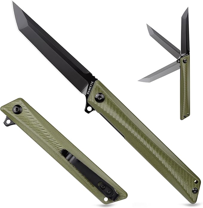 Pocket Knife GD22K, Flipper Open D2 Steel Tanto Folding knife with Durable G10 Handle,Men Women Everyday Carry EDC Knife,Sharp Camping Hiking Daily Work Knives