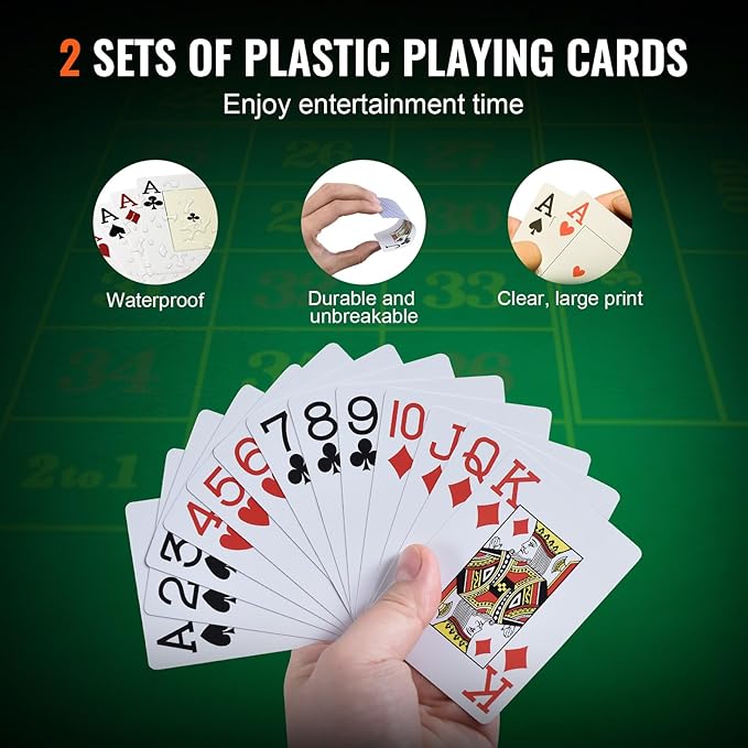 VEVOR Poker Chip Set, 300-Piece Poker Set, Complete Poker Playing Game Set with Carrying Case, Heavyweight 14 Gram Casino Clay Chips, Cards, Buttons and Dices, for Texas Hold'em, Blackjack, Gambling