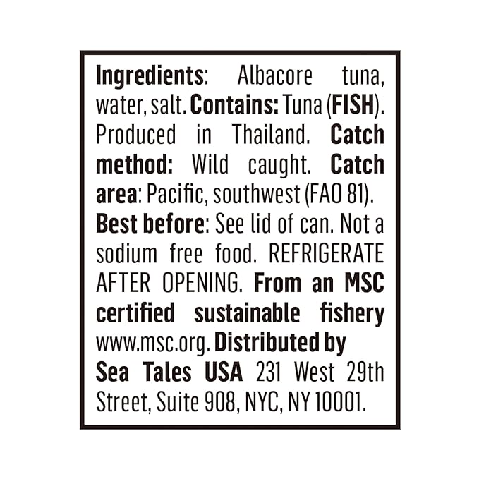 Sea Tales Solid White Albacore Canned Tuna in Water - 100% Pole & Line Wild Sustainably Caught - Gluten Free - High Protein Food - Keto Friendly - 5 oz. Cans (Pack of 12)