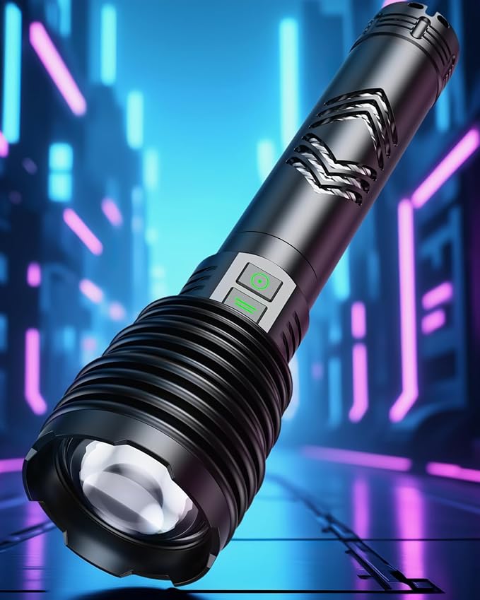 Powerful Flashlights 600000 High Lumens, 10000mAh Battery | 6 Modes with Fast Charge, Super Bright Rechargeable Flashlight IP67 Waterproof & Shock Resistant for Outdoor Activities