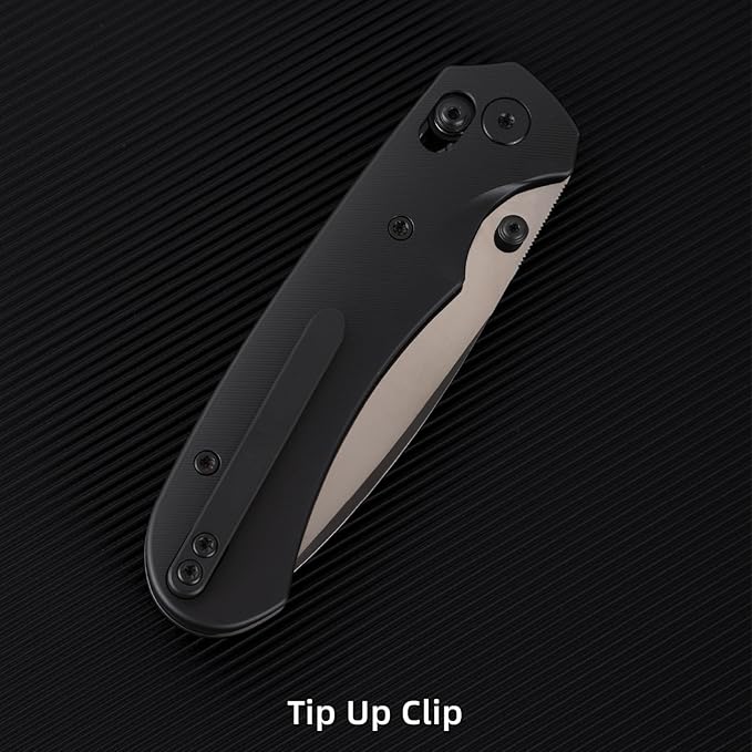 Folding Pocket Knife,3.31” M390 Blade,Erogonomic Titanium Handle,Hunting Survival Knife,EDC Knife for Hunting Camping Survival Outdoor Fishing Hiking（Black）